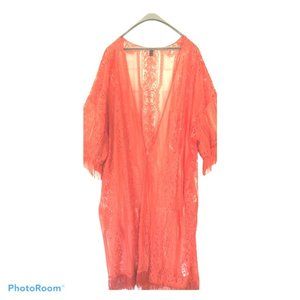 G.I.L.I  3/4 Sleeve Lace Kimono with Fringe Detail